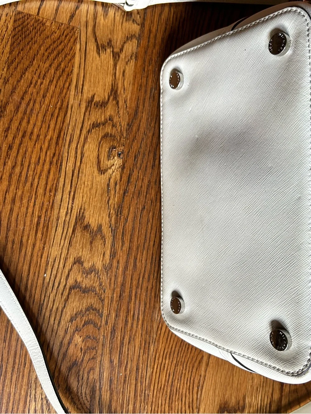 Michael Kors White Saffiano Leather Tote with Blue Interior Trim